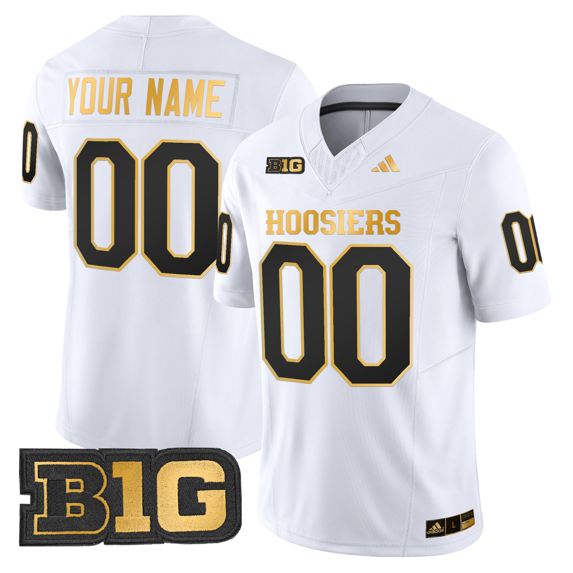 Men Indiana Hoosiers White 2024 Gold Vapor Limited Custom NCAA Jersey->customized ncaa jersey->Custom Jersey